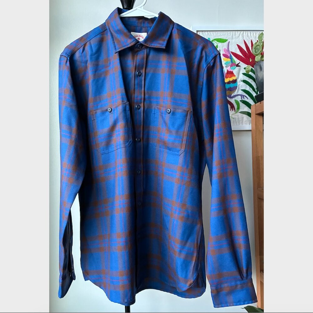 Brooks Brothers x Pendleton Wool Blue, Brown, & Red Flannel Button Down Shirt-M